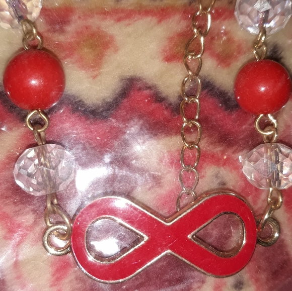 TODAY$15 Infinity sign colorful *Dk GREEN bead & chain bracelet adjustable NEW - Picture 6 of 12